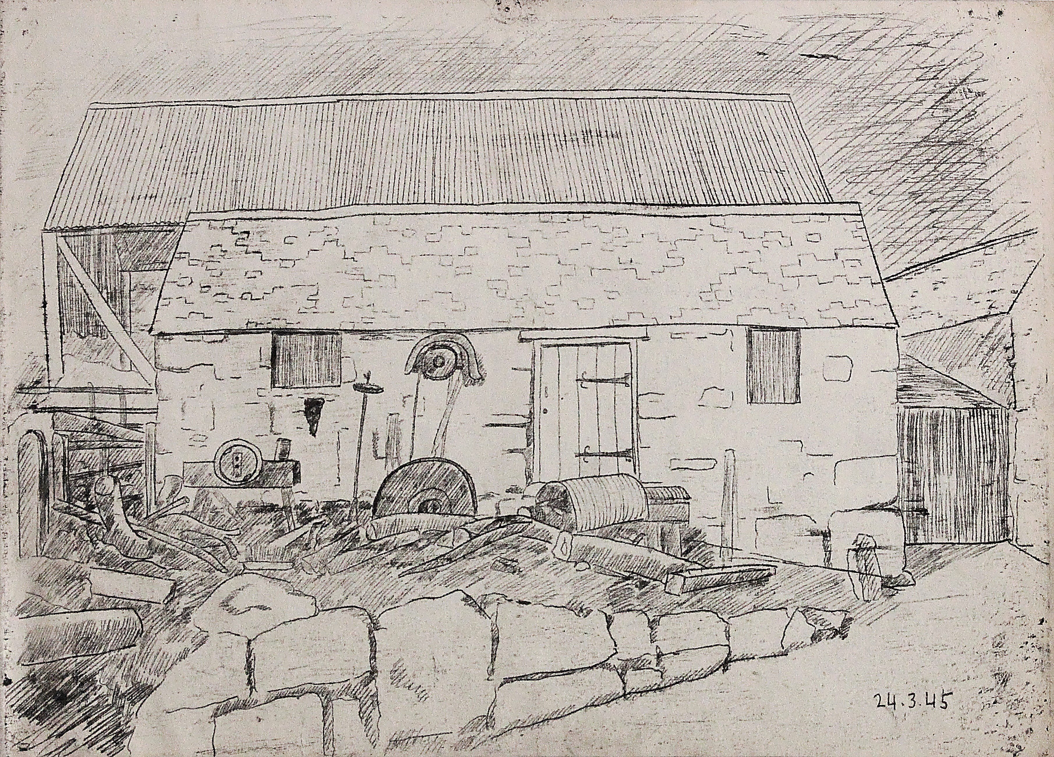 008. Elderen ”24.3.45” pencil lead print 38,5 x 27,8 cm Coll. AB-BOX-à vendre