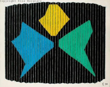 E 70 70-013 ”Champ Magnétique” Oil on canvas 130 x 162 cm Veran.70 n° 4+ Cagnes sur mer Book p. 118 Coll. AB-BOX